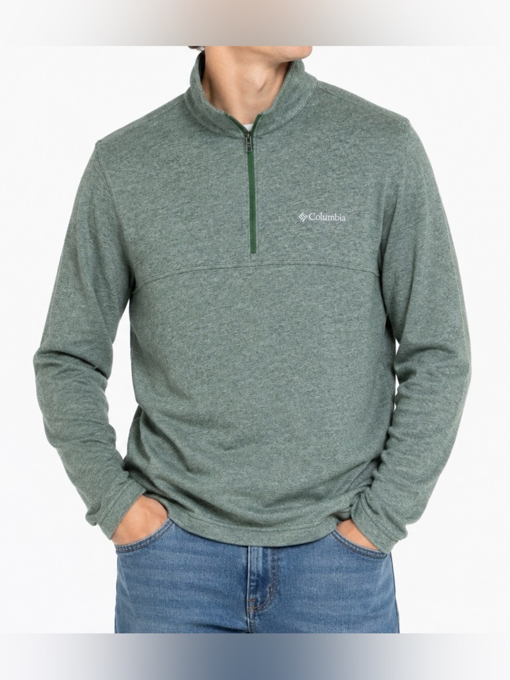 Columbia Alpine Thistle 1/4 Zip Pullover Men’s M Green Long Sleeve Gorpcore Logo